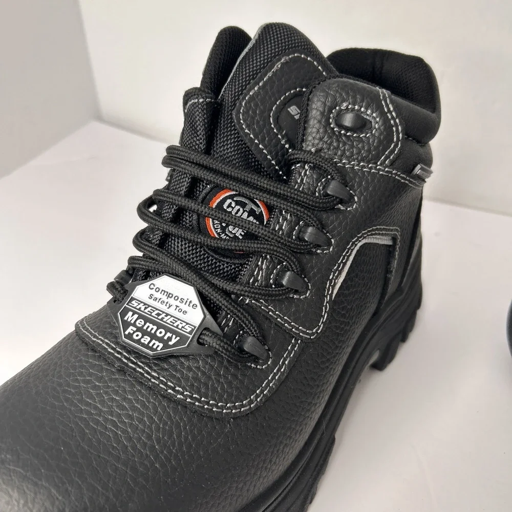 Skechers Burgin Sosder Black Comp Toe Work Boots Men Size 9 Workwear Tough Boots